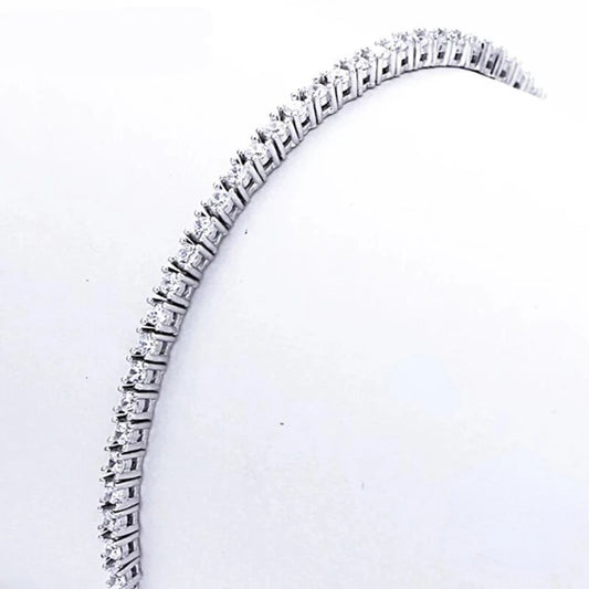 18CM 925 Sterling Silver Tennis Bracelet with 2mm Zirconia - Women's Anniversary Gift Real Silver Bracelet