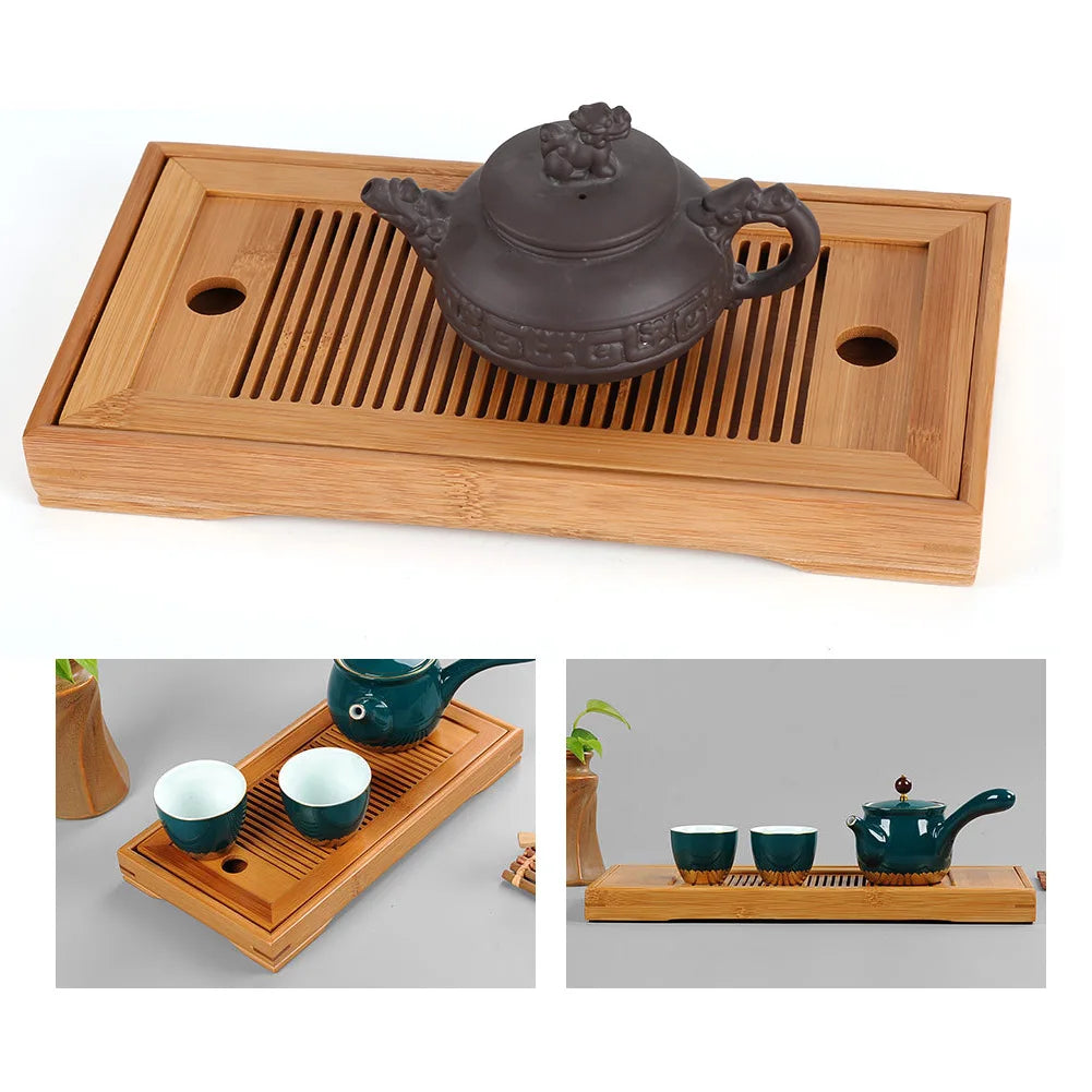 Bamboo Tea Tray Chinese Gongfu Tea Mini Serving Table for Teahouse Home Office Bamboo Tea Tray Gongfu Tea Tray Tea Serving Table