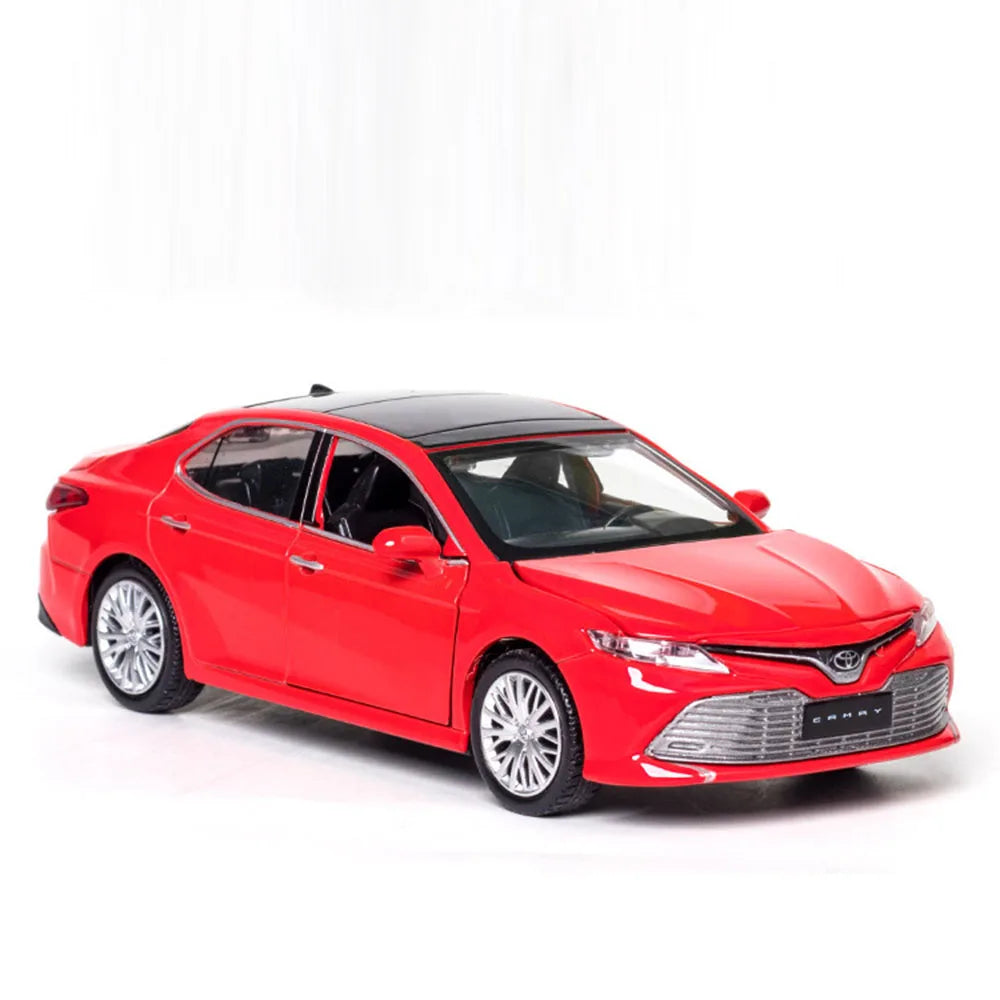 1:34 Scale Camry Mini Toy Model Cars Alloy Diecast Sound Light 4 Doors Opened Pull Back Ornament Vehicles for Kids Gifts