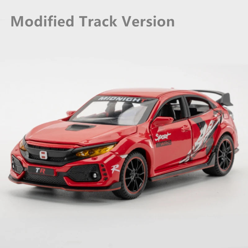 1:32 HONDA CIVIC TYPE-R Alloy Car Model Diecasts & Toy Vehicles Metal Sports Car Model Sound and Light Collection Childrens Gift