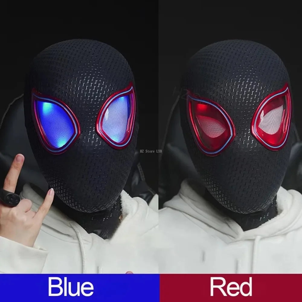 Marvel Mascara Miles Spiderman Headgear Cosplay Moving Eyes Electronic Mask Spider Man 1:1 Remote Control Toys for Adults Gift