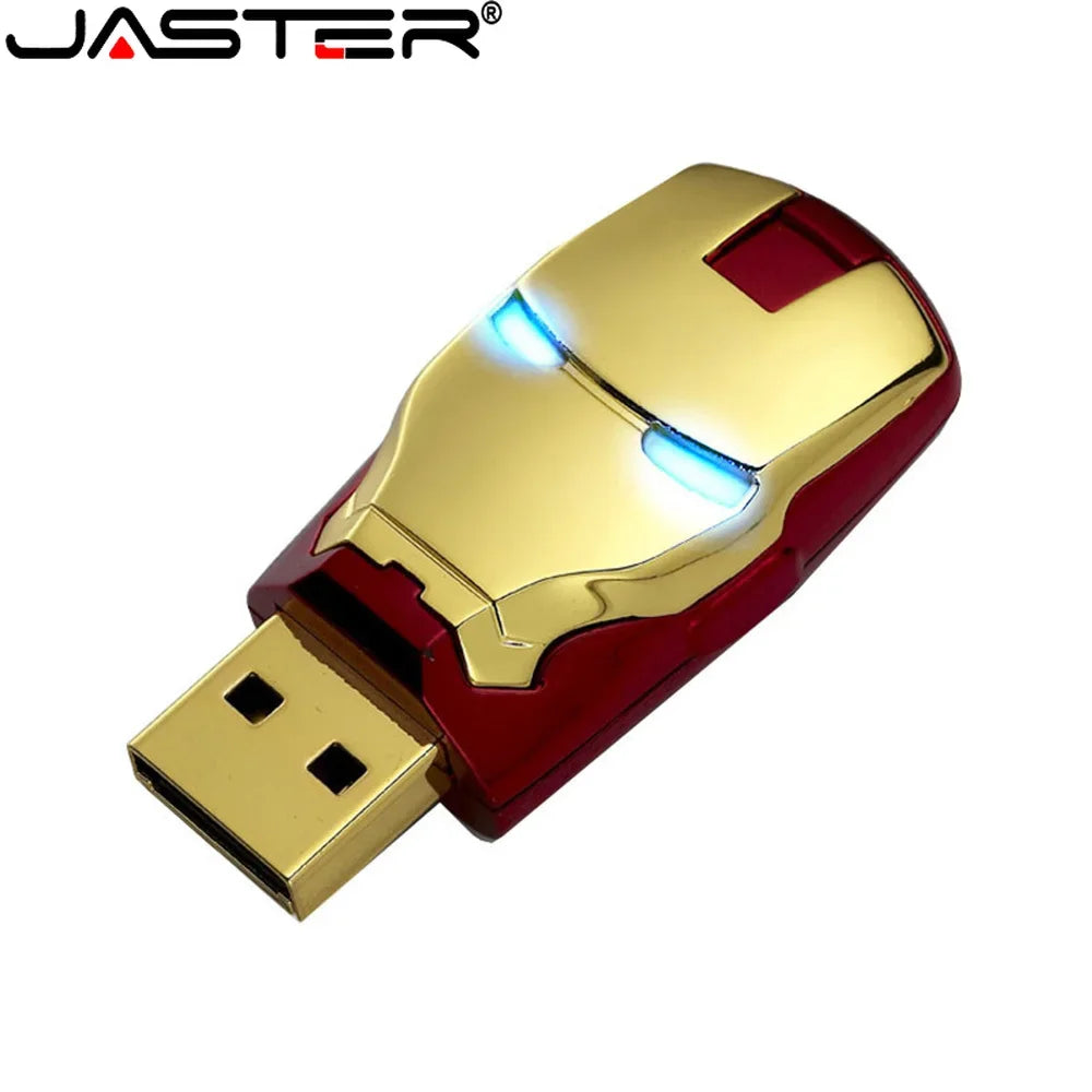 JASTER Metal Head LED Lamp USB Flash Drives 64GB Waterproof USB Stick 32GB U Disk 16GB Metal Memory Stick 8GB U Disk Gifts