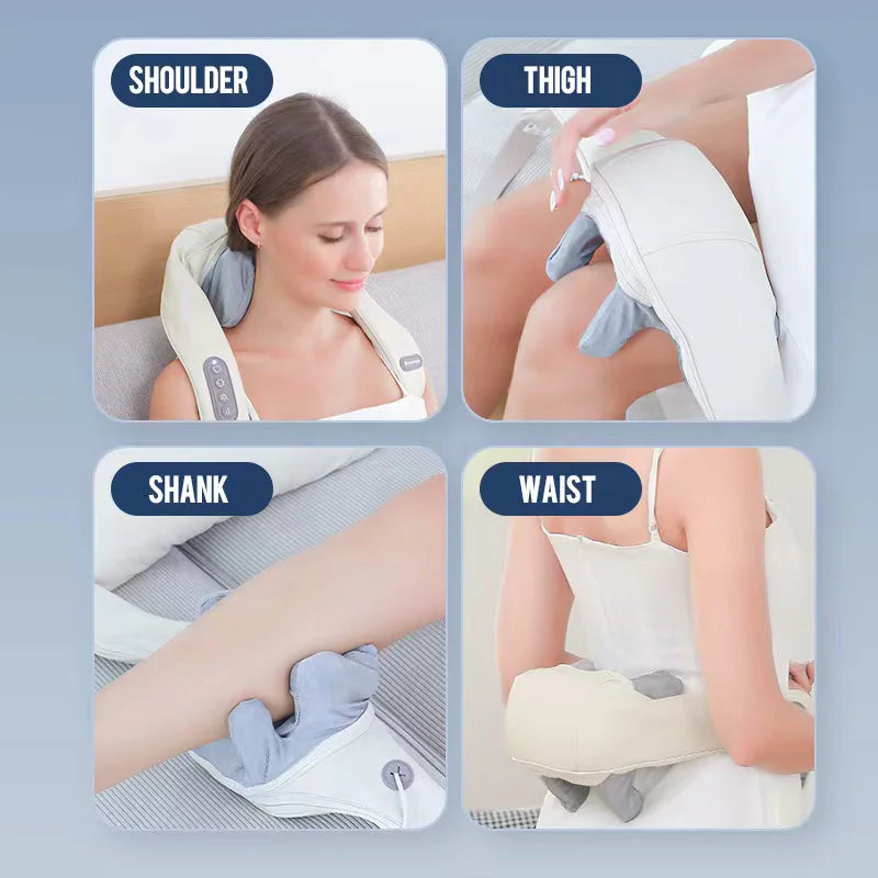 Neck Shoulder Massager Deep Tissue Shiatsu Back Massagers with Heat for Pain Relief Electric Kneading Squeeze Muscles Massage