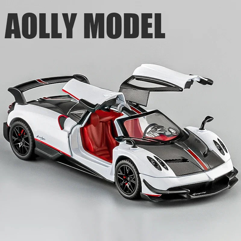 1:24 Pagani Huayra BC Supercar Alloy Die Cast Toy Car Model Sound and Light Pull Back Children's Toy Collectibles Birthday gift