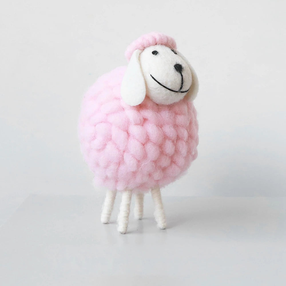 Cartoon Sheep Wool Felt Lamb Mini Table Ornament  For Home Furnishings Desktop Decor Birthday Party Festival Gift