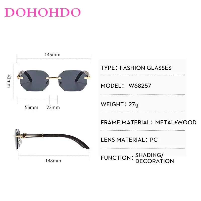 Trendy Classic Rimless Polygon Sunglasses Men Women Retro Luxury Brand Design Summer Traveling Beach Shades Lentes De Sol UV400