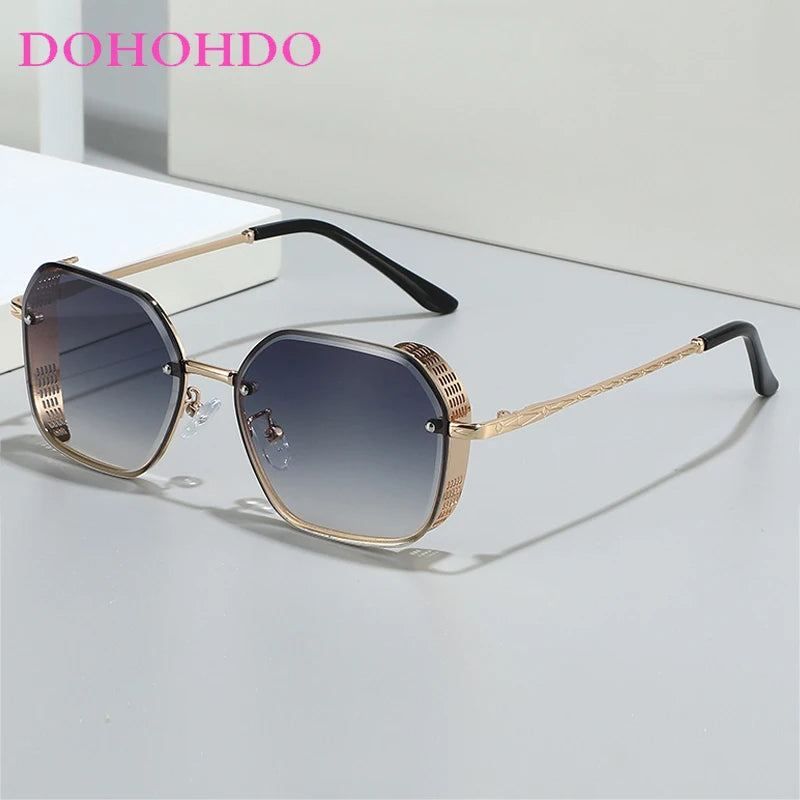 Retro Circular Metal Frame Steampunk Sunglasses Men Women Fashion Brand Design Trend Shades Outdoor Travel Drive Glasses UV400