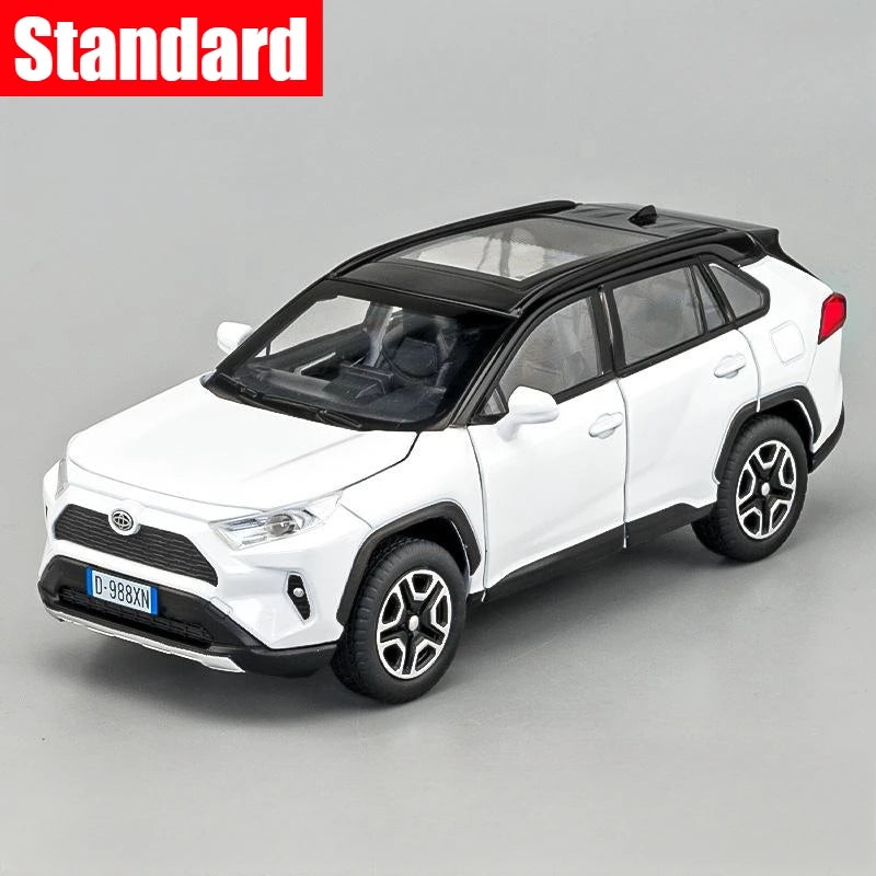 1/32 Toyota RAV4 SUV Off-Road Toy Car, JKM Diecast Metal Model Sound & Light Doors Openable Educational Collection Gift For Boy