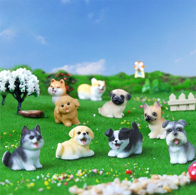 Resin Craft Miniature Figure Tiny For Bonsai Microlandscape Fairy Garden Decor Cute Small Dog Puppy Animal Decoration