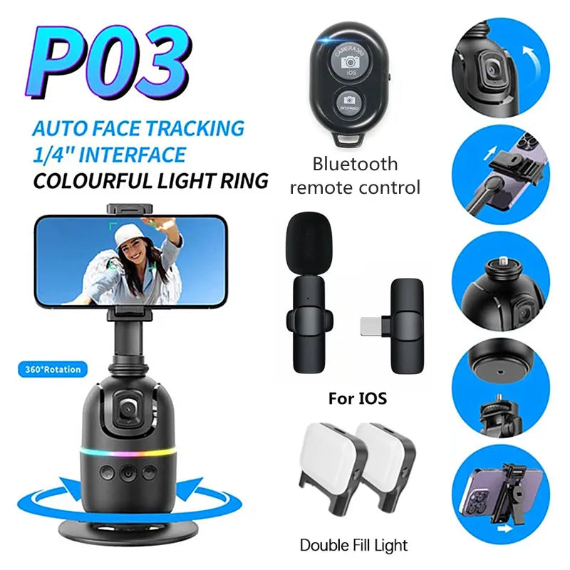 FANGTUOSI AI Smart Gimbal 360° Selfie Stick Auto Face Tracking Gimbal Rotation For Smartphone video Vlog Stabilizer Phone Holder