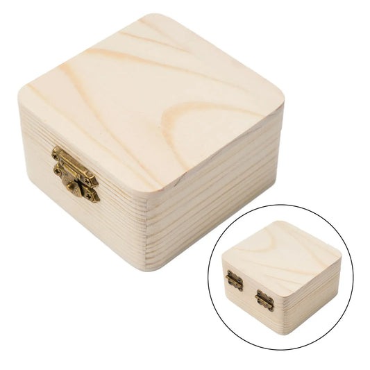 Plain Natural Wooden Packing Box With Lid Desktop Wood Clamshell Jewelry Storage Box Multifunction Hinged Boxes Home Decoration