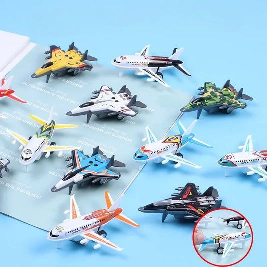 1PC Kids Aircraft Toy Simulation Mini Airplane Model Children Alloy Iron Pull Back Plane Toy Baby Educational Toy Gifts Random