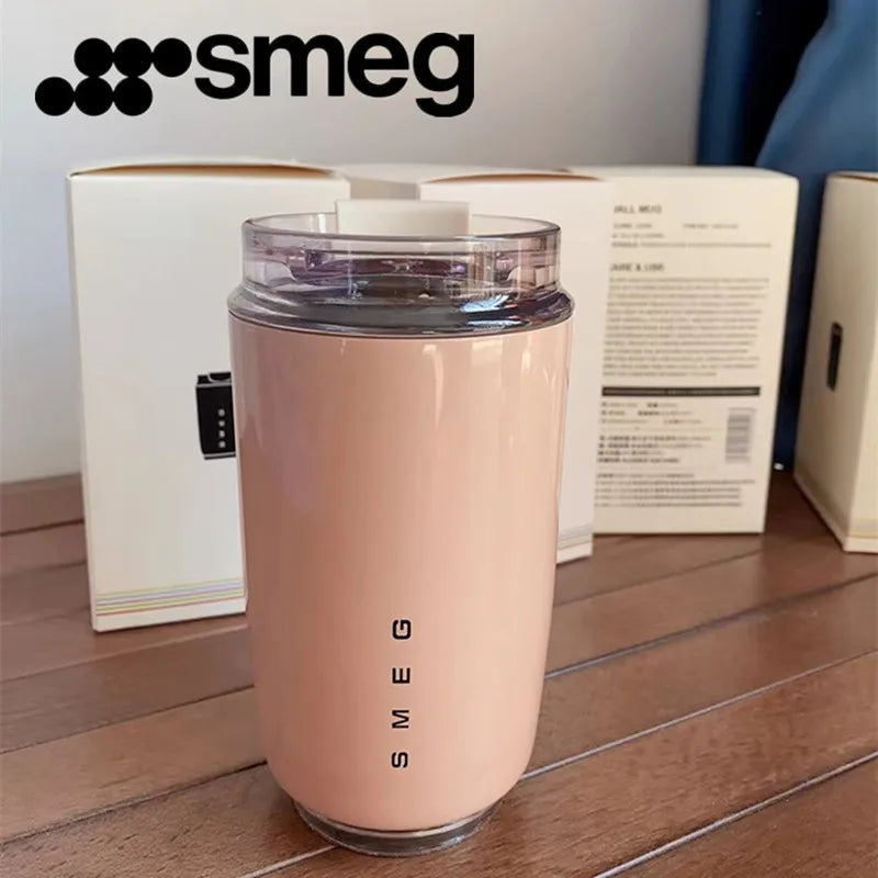 SMEG 240ML Milk White Beverage Cup Travel Portable Drinking Cup Stainless Steel Vacuum Leak proof  Coffee Thermos