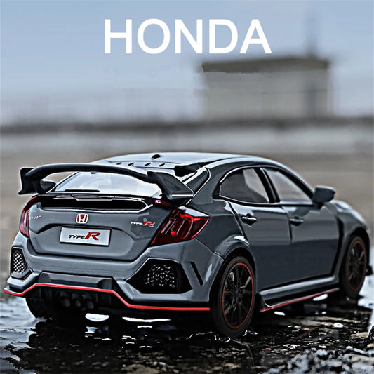 1:32 HONDA CIVIC TYPE-R Alloy Car Model Diecasts & Toy Vehicles Metal Sports Car Model Sound and Light Collection Childrens Gift