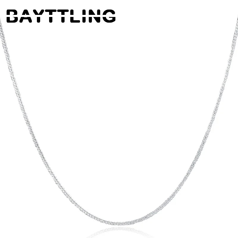 925 Sterling Silver 2MM 40-75cm Side Chain Necklace Men Women Charm Wedding Party Gift Jewelry Christmas Accessories