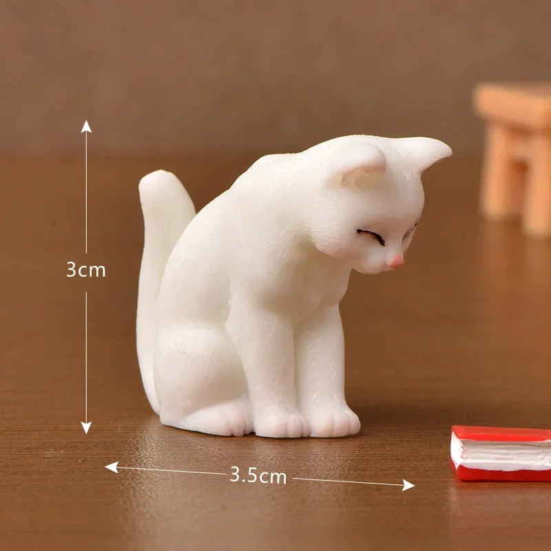 Resin Cats Ornament Kitten Figurine Animal Miniature Fairy Garden Doll House Decoration DIY Micro Landscape Home Decor