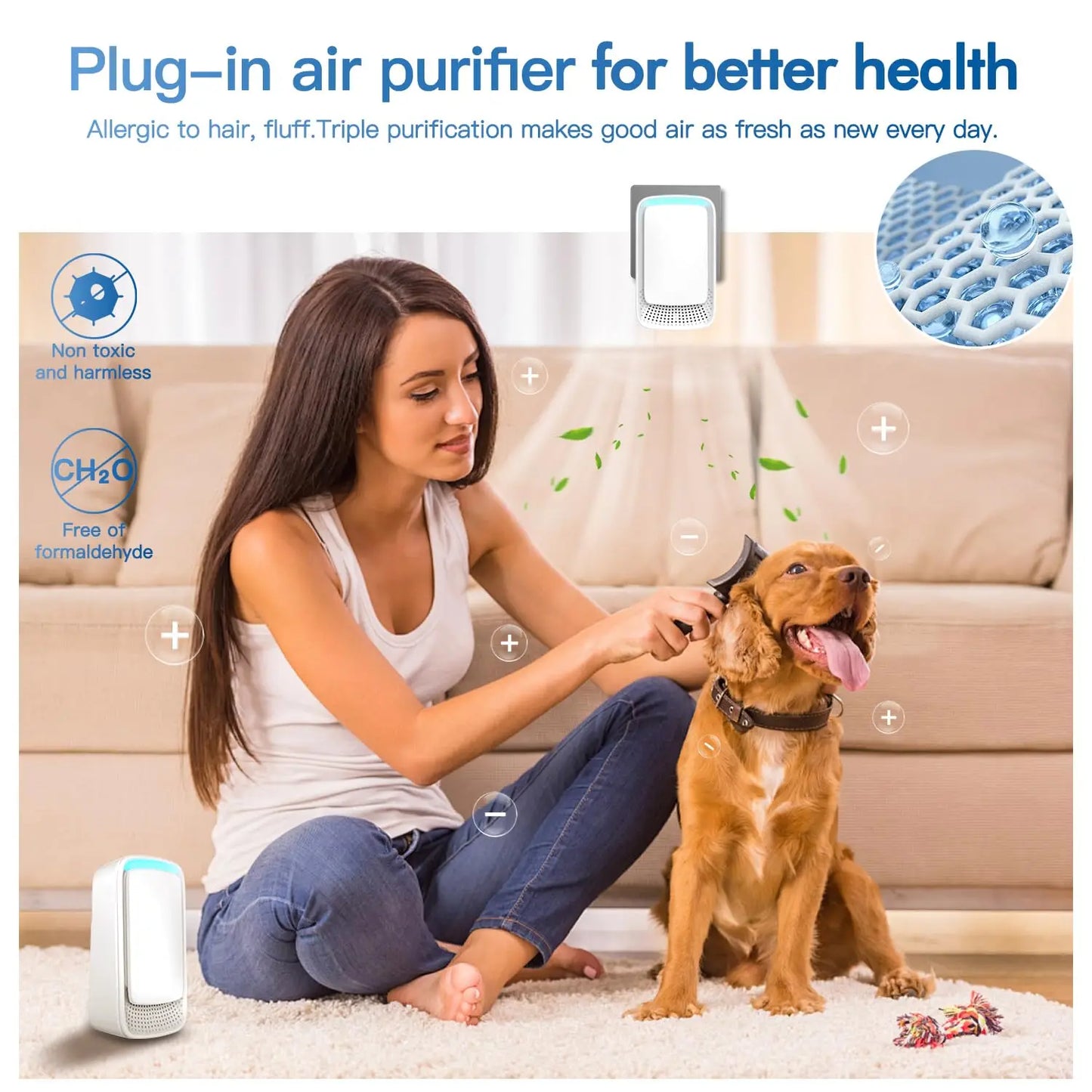 Plug In Air Purifier Ionizer Air Purifier Negative Ion Technology for Home Quiet Operation for Bedroom Pet Mini Air Clean