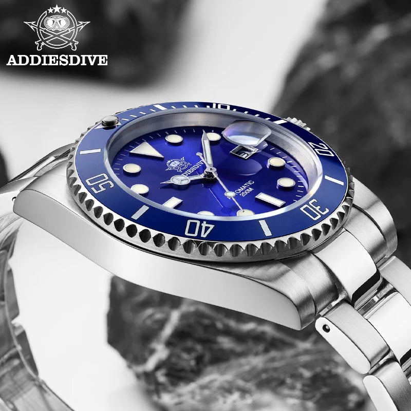 ADDIESDIVE Business Leisure Stainless Steel Watch Man In Europe America Automatic Mechanical Watches Various Colors Diving Watch