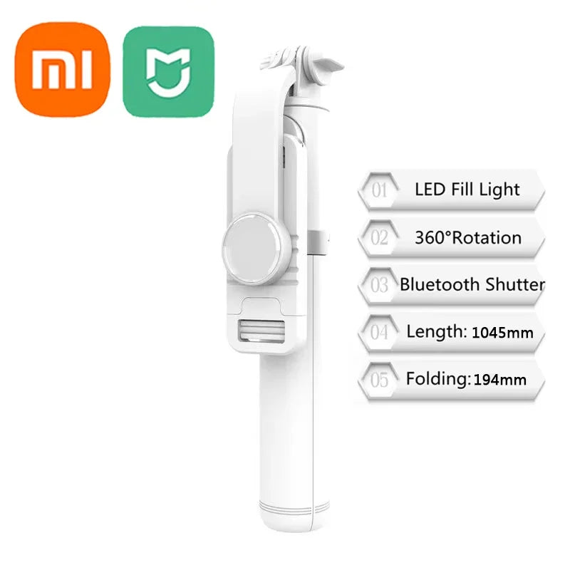 Xiaomi Mijia Selfie Stick 1045mm Wireless Bluetooth LED Fill Light Extended Tripod With Remote Shutter For Android IOS Cellphone