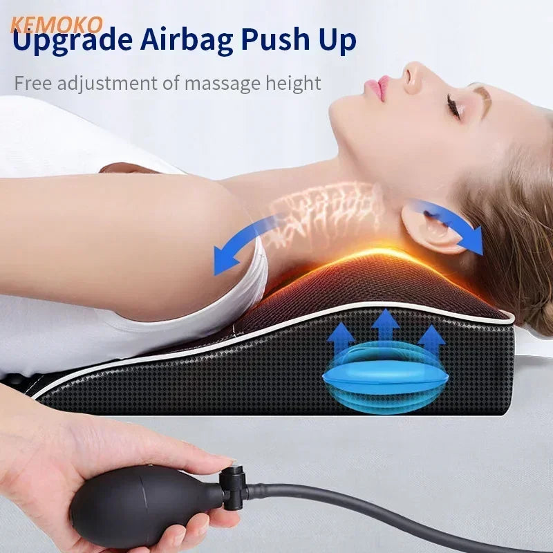 Electric Shiatsu Head Neck Cervical Ttraction Body Massager Car Back Pillow with Heating Vibrating Massage Device  Foot Massage