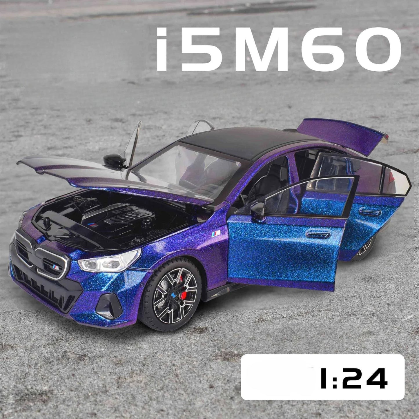 1:24 BMW I5 M60 Alloy Diecast Model Car Die Casting Children's Toy Car Birthday Gift For Boy Present Hobby Collect