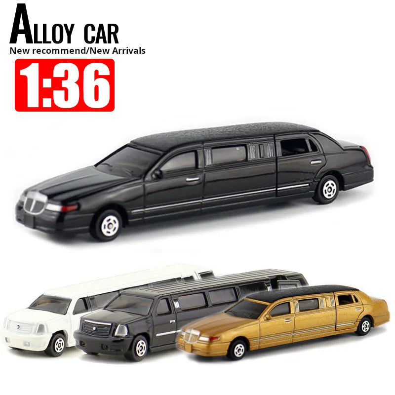 Diecast Metal Toy Vehicle Model Stretch Lincoln Limousine Luxury Educational Car Collection Gift Kid Doors Openabl