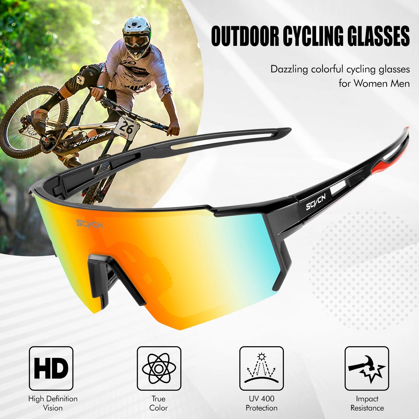 SCVCN New Outdoor Cycling Sunglasses Men Road Driving Bike Glasses  Sports Mountain Climbing Women Bicycle Cycling UV400 Goggles