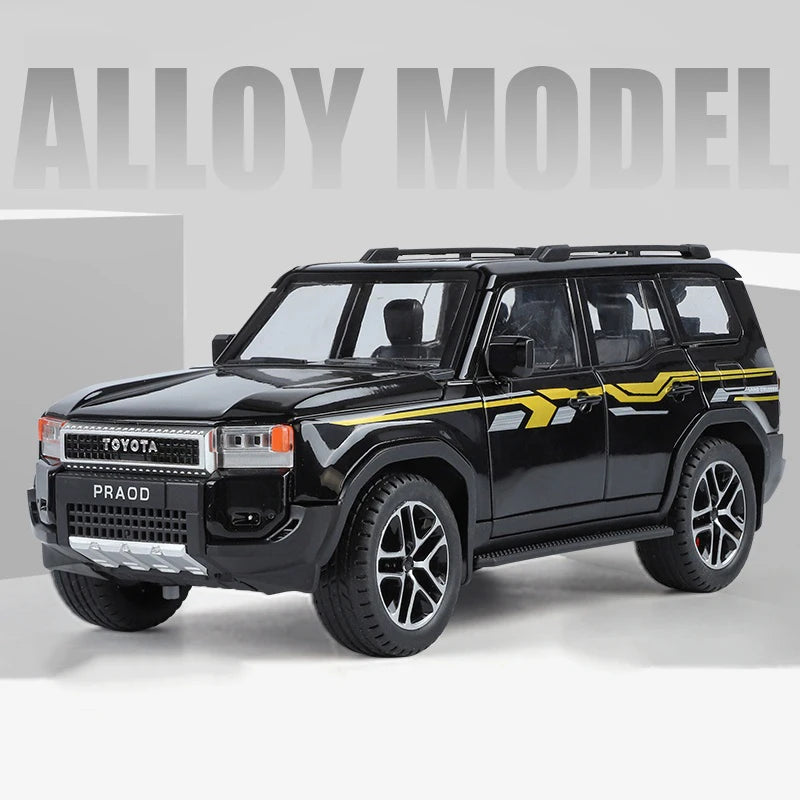 1/24 Toyota 2024 PRADO Land Cruiser Lc250 Alloy Car Model Diecast Metal Toy Off-road Vehicle Car Model Sound and Light Kids Gift