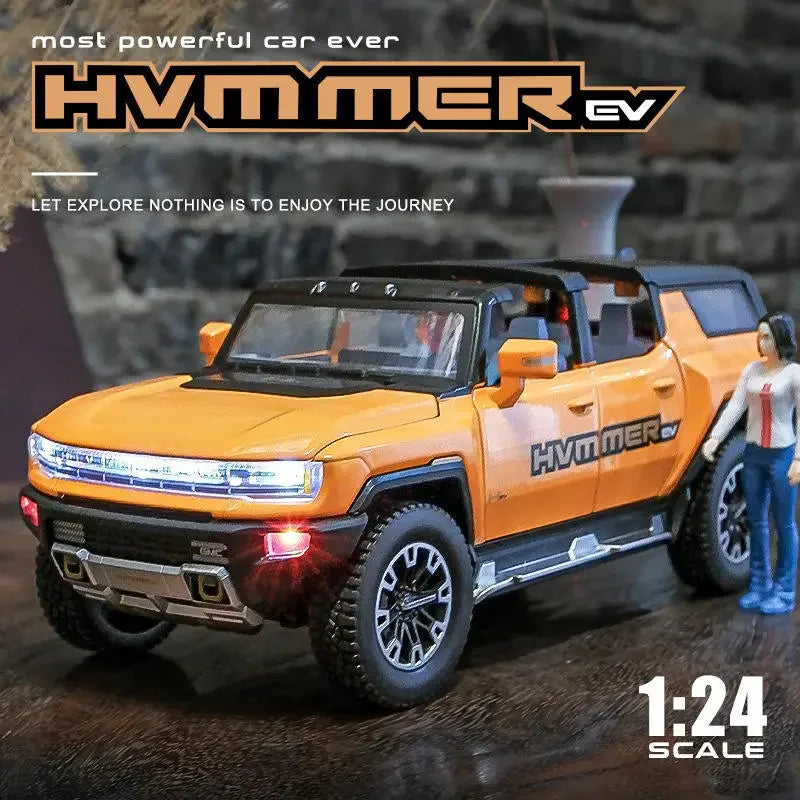 1:24 HUMMER EV New Energy Car Alloy Model Diecasts Metal Off-road Vehicles Car Model Simulation Sound Light Collection Kids Gift