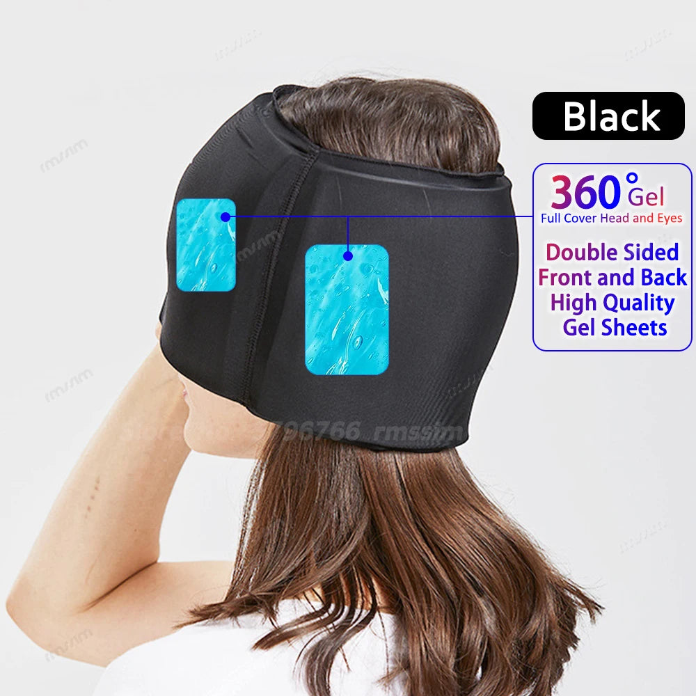 Migraine Relief HatHead Massager Gel Hot Cold Therapy Headache Migraine Relief Cap For Chemo,Sinus,Neck Wearable Therapy Wrap