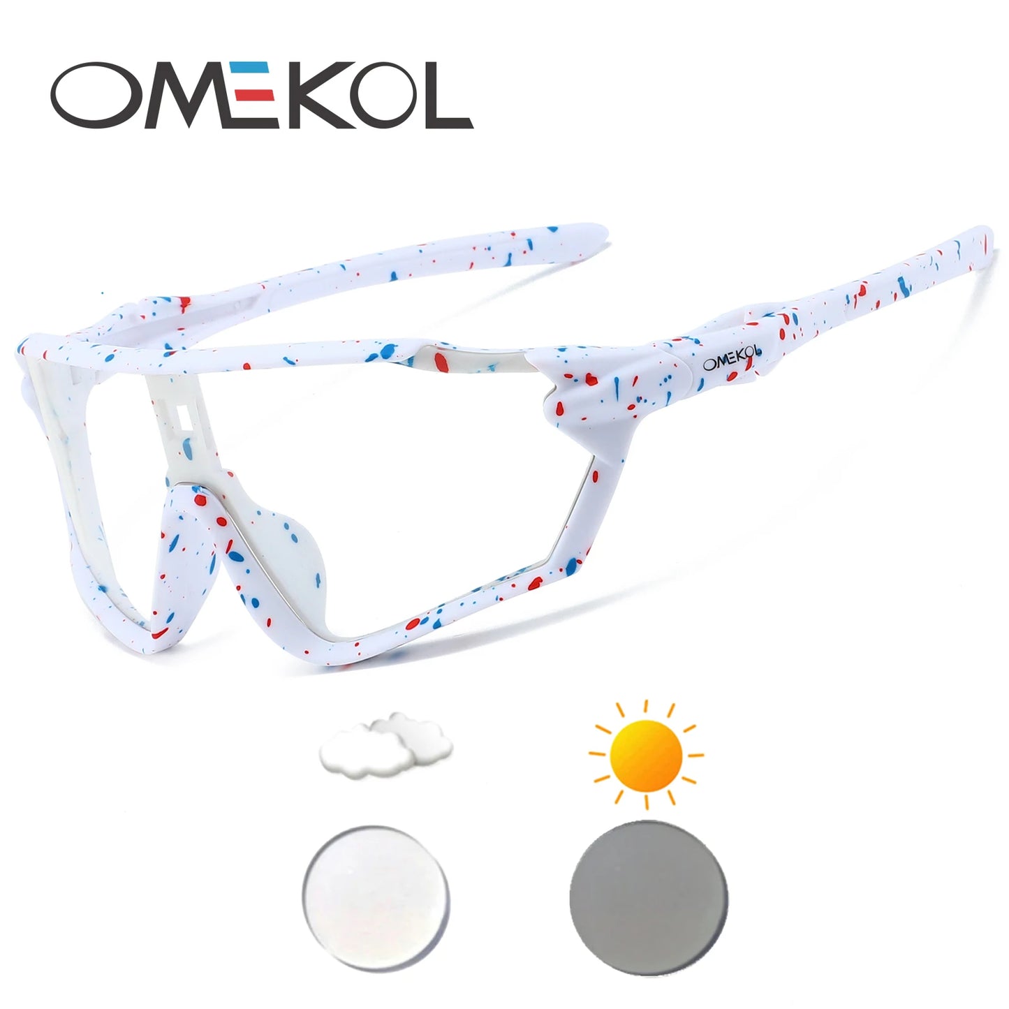 OMEKOL Brand New Photochromic Cycling Glasses Bicycle Eyewear Men Women Mtb Bike Baseball Sports Sunglasses Cycling Glasses