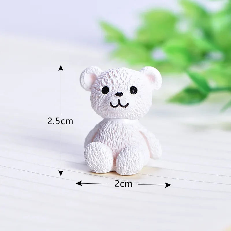 Resin Kawaii Bear Figurines Miniature Craft Fairy Garden Ornament Miniature Dollhouse Home Decoration Accessories Hot Sale