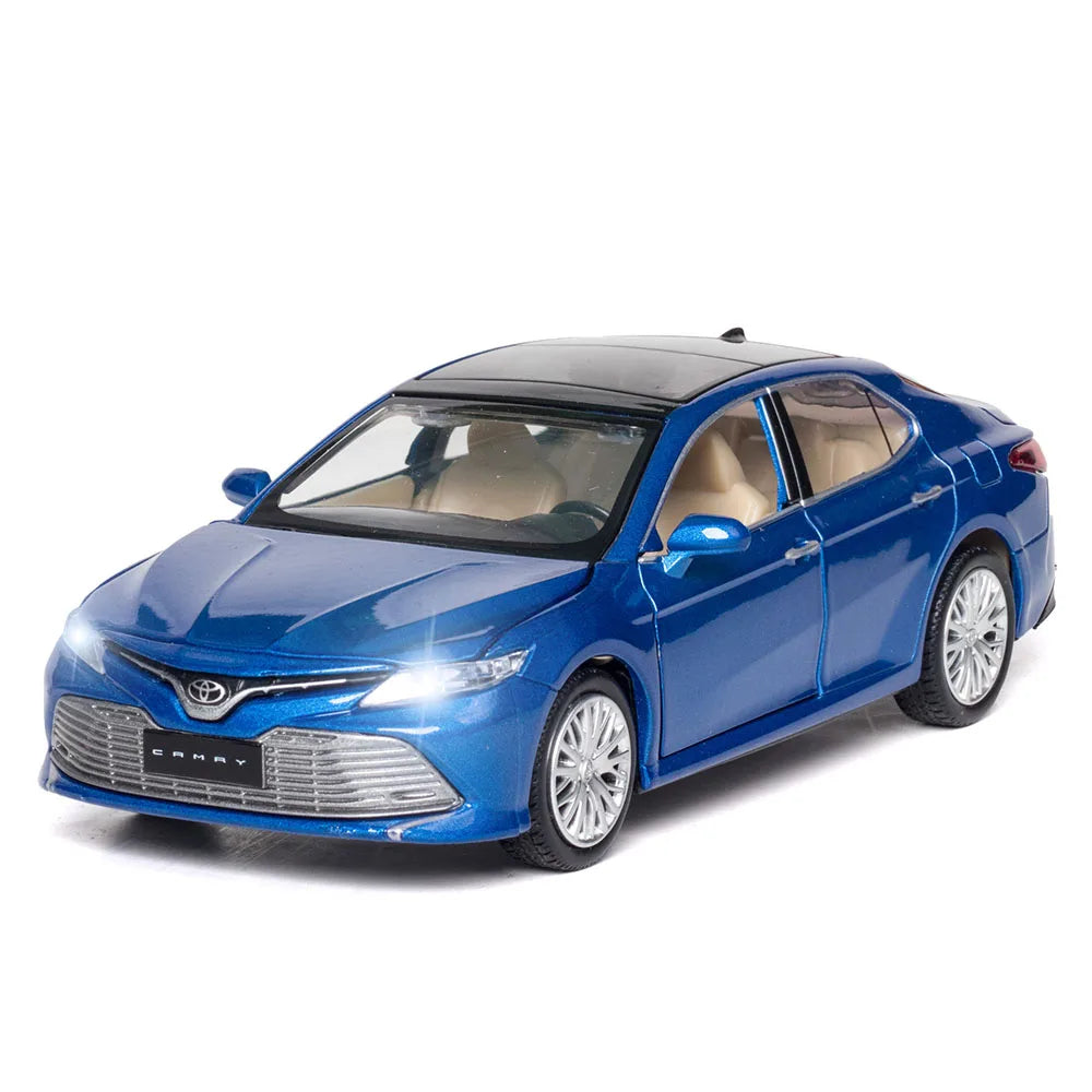 1:34 Scale Camry Mini Toy Model Cars Alloy Diecast Sound Light 4 Doors Opened Pull Back Ornament Vehicles for Kids Gifts