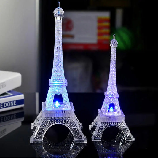 LED Eiffel Tower Figurines World Building Romantic Paris Eiffel Tower Night Light Home Decoration Valentine's Day Xmas Gifts