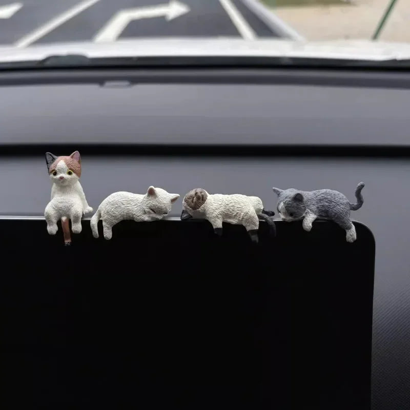 Home Decoration Cute Desktop Gifts Cartoon Simulation Edge Hang Cat Car Center Console Ornaments Decoration Car Accessories