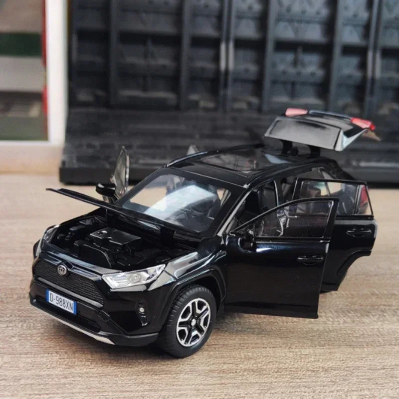 1:32 Toyota RAV4 SUV Alloy Car Model Diecasts Metal Vehicles Car Model Simulation Sound and Light Collection Childrens Toy Gift