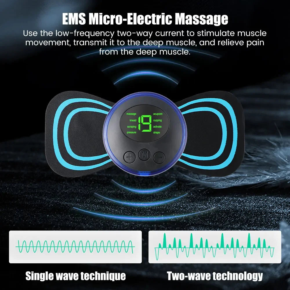 EMS Cervical Spine Massager Mini Electric Neck Massager Tens Low Pulse Neck Back Body Muscle Stimulator Arm Leg Relaxation Pads