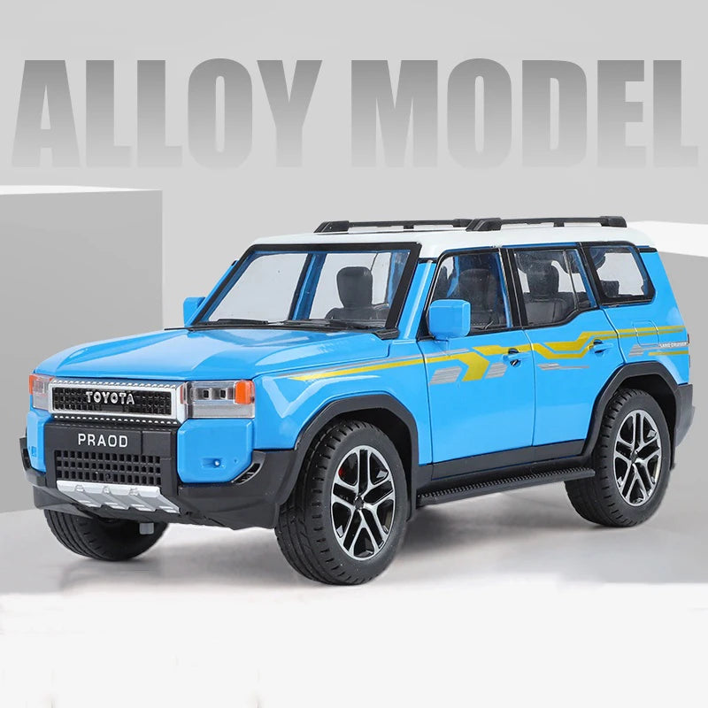 1/24 Toyota 2024 PRADO Land Cruiser Lc250 Alloy Car Model Diecast Metal Toy Off-road Vehicle Car Model Sound and Light Kids Gift