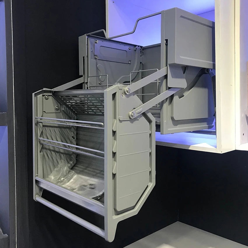 Refrigerator top cabinet double body lifting pull basket double layer hanging cabinet pull-down elevator kitchen storage rack