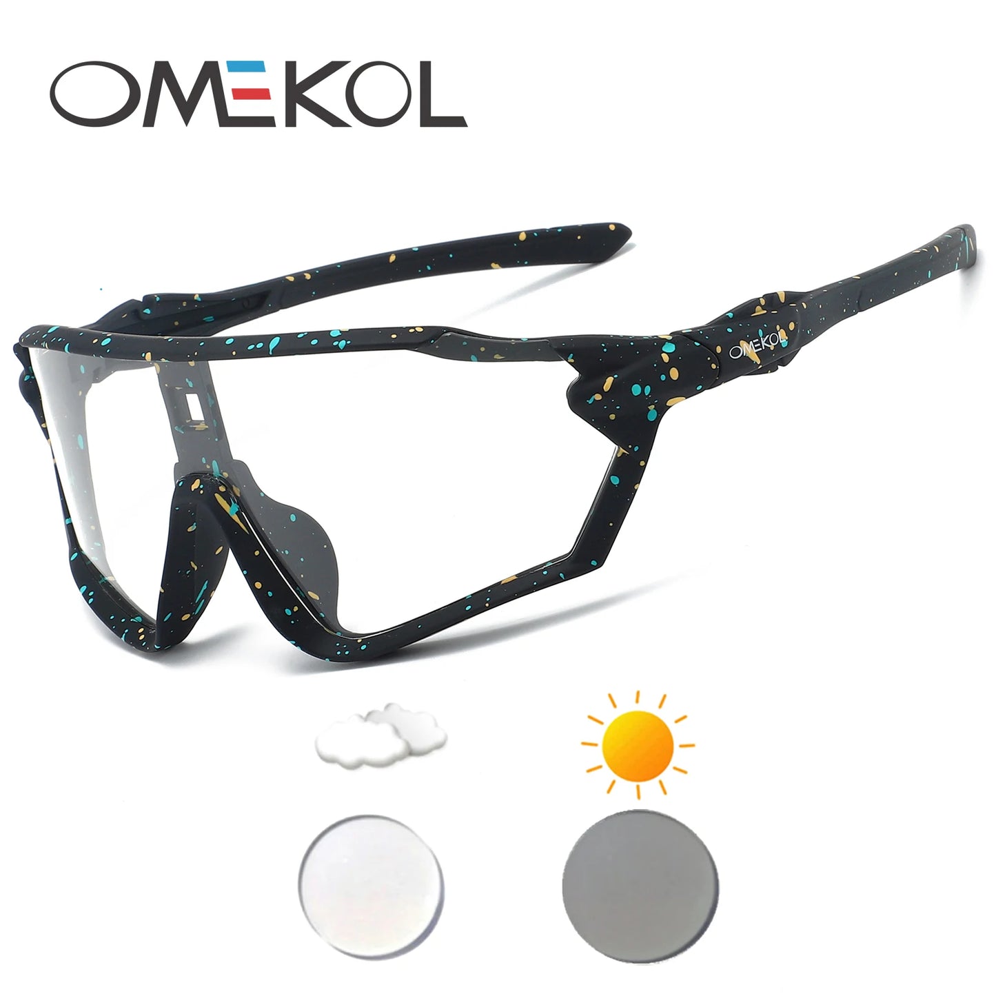 OMEKOL Brand New Photochromic Cycling Glasses Bicycle Eyewear Men Women Mtb Bike Baseball Sports Sunglasses Cycling Glasses