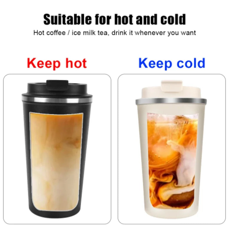 Thermo Cafe Car Thermos Mug for Tea Water Coffee Leak_Proof Travel Thermo Cup Coffee Mug 380/510ML Double Stainless Steel