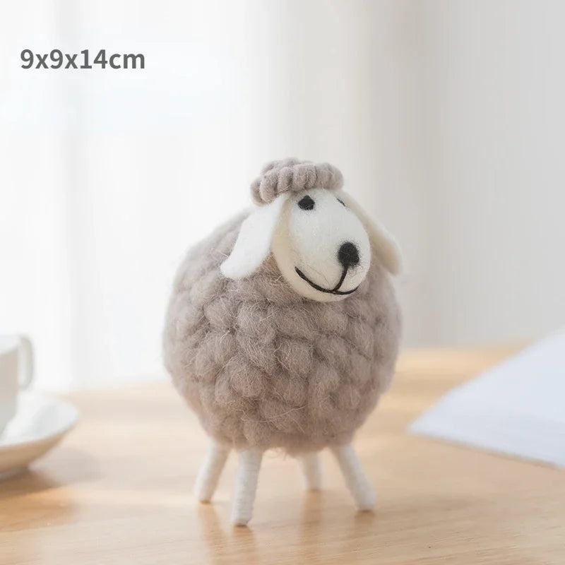 Handmade wool felt filled sheep small ornaments creative ins bedroom desktop home furnishings statue miniature crafts pendant