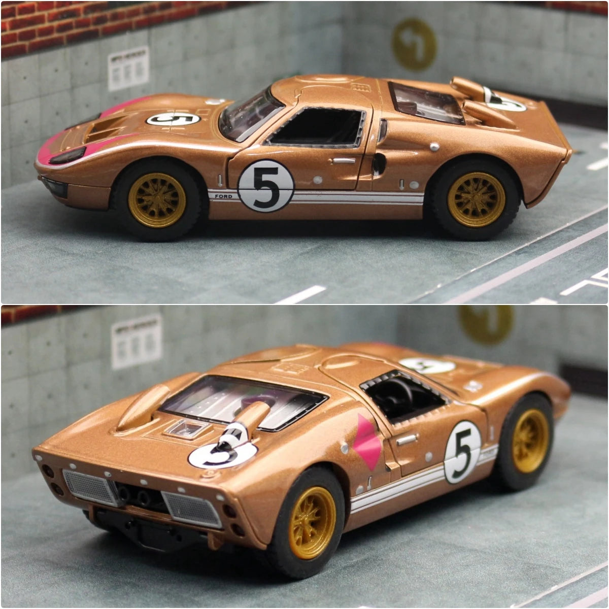 KiNSMART Toy Car Model 1/32 1966 Ford GT40 MKII Racing Rally Alloy Diecast Miniature Vehicle Collection Gift For Children Boy