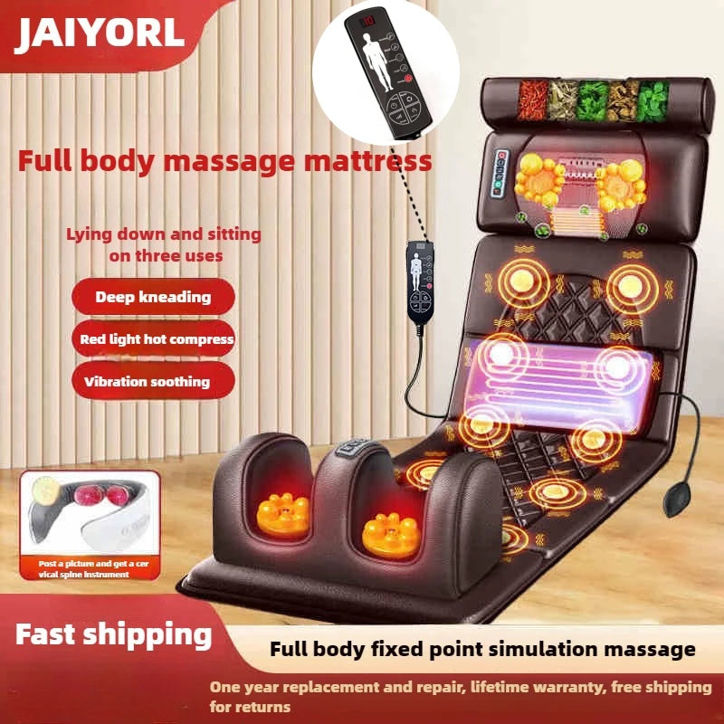 Electric Full Body Massage Mattress With Heating Hand Control Shoulder Neck Waist Airbag Back Kneading vibration Massage Cushion