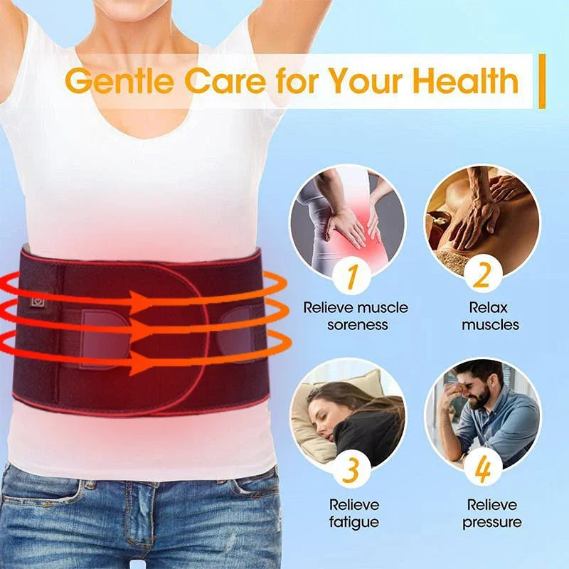 Electric Heating Belt With Adjustable Temperature Vibration Massage Waist Warmth and Hot Compress Belt Lumbar support pillow