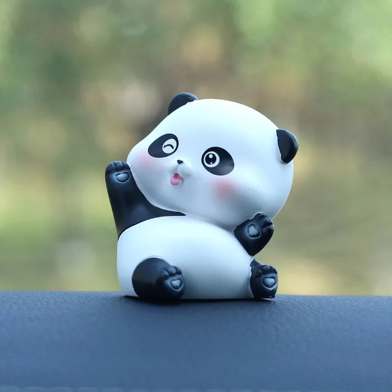 Resin Panda Animal Accessories Creative Handicraft Wooden Toys Office Desktop Miniatures Christmas Figurine Gift Home Decoration