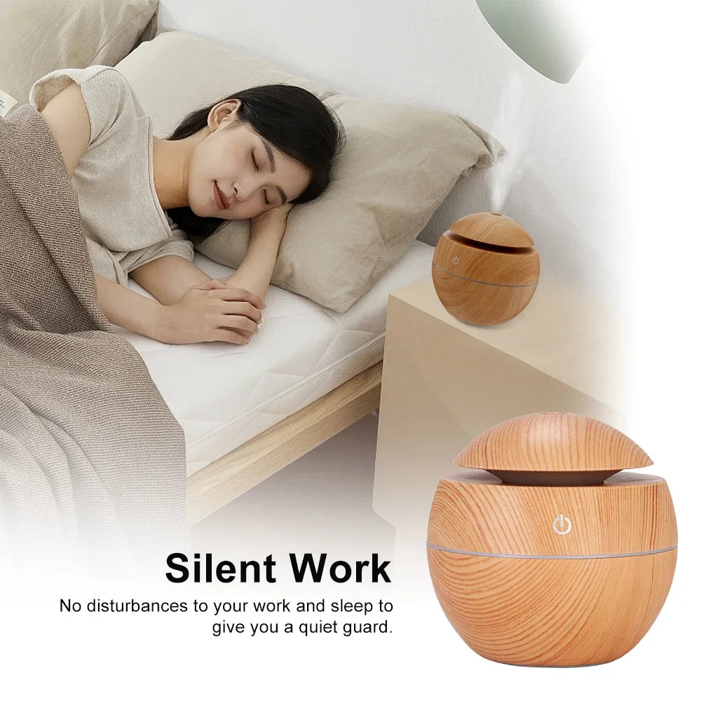 Humidifier Electric Air Aroma Diffuser Wood Ultrasonic Air Humidifier Essential Oil Aromatherapy Cool Mist Maker for Bedroom