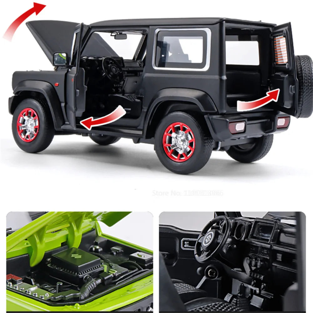 1:18 SUZUKI Jimny Alloy Diecast Car Models Off-Road Vehicles Toy with Sound and Light Car Model Simulation Collection Kids Gifts