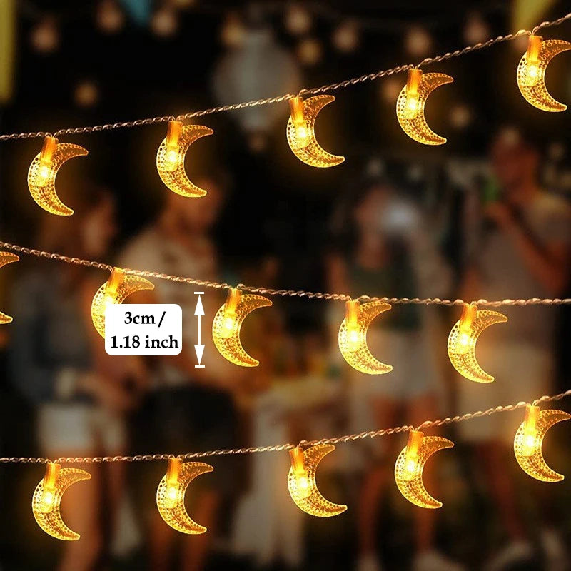 Eid Mubarak String Lights Star Moon LED Light String Ramadan Party Supplies Islamic Muslim Decoration For Home Light Lamp