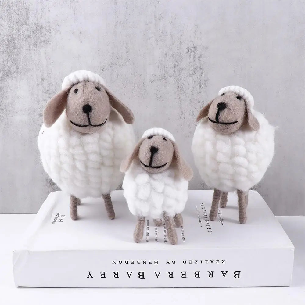 Cartoon Sheep Wool Felt Lamb Mini Table Ornament  For Home Furnishings Desktop Decor Birthday Party Festival Gift